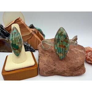 Vintage Set Jay King 925 Desert Rose Trading Sterling Silver Ring Cuff Bracelet